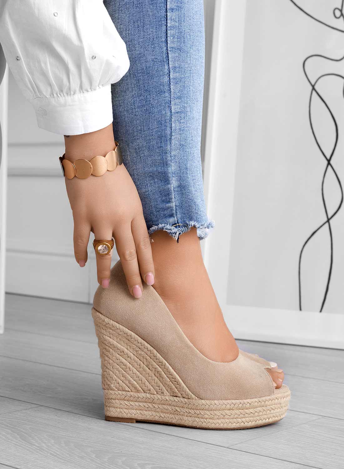 Women's Black Open-Toe Wedge Sandals with Rope Platform Sole-83368-2744f2dd-2399-4ef3-9c46-1608c032e339