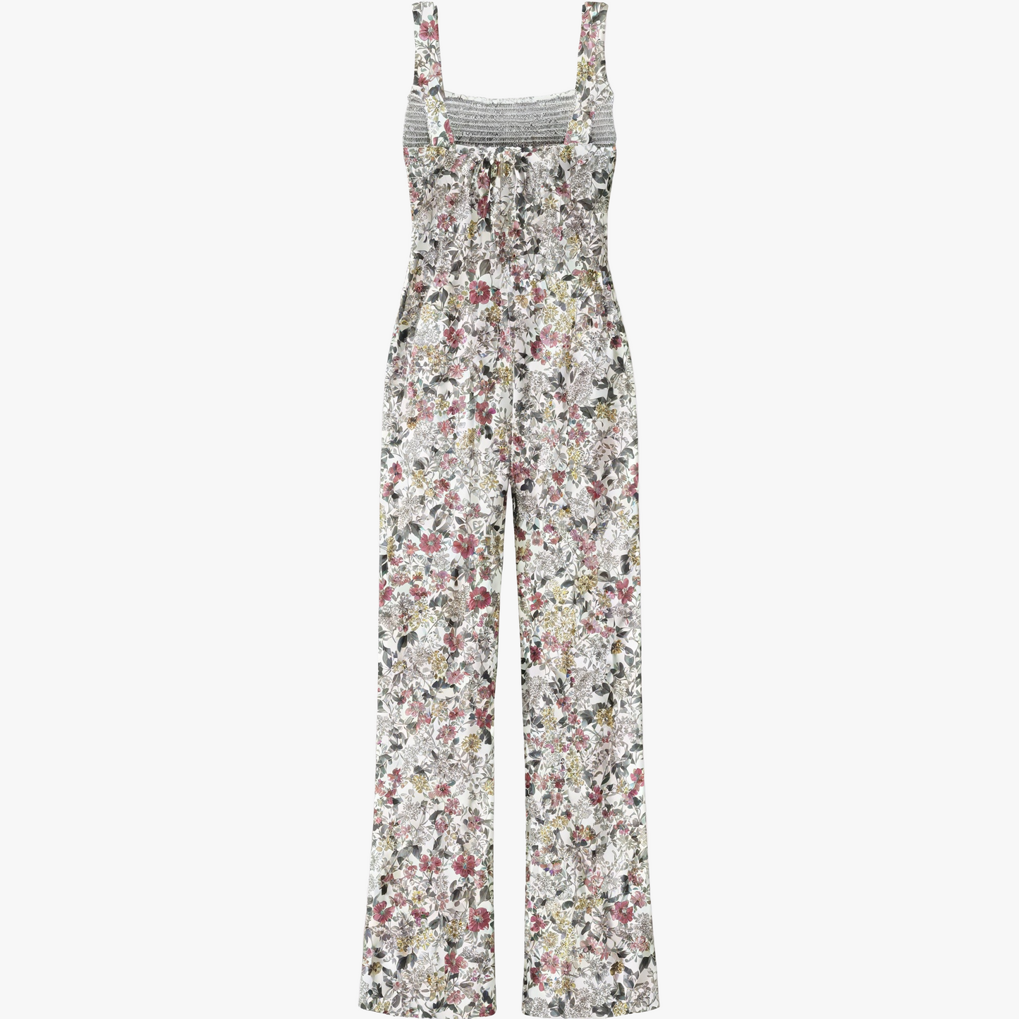 Women's Floral Jumpsuit – Multicolor Square Neck Wide-Leg Cotton Blend-67586-6f188e24-fe86-4ea2-9364-c34c1bd96da0