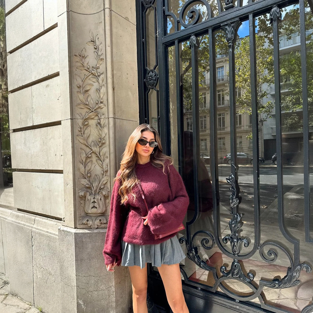 Women's Burgundy Oversized Crew Neck Long Sleeve Sweater-77830-dad8b389-ec86-4ac5-8b8b-8dbc082df56d
