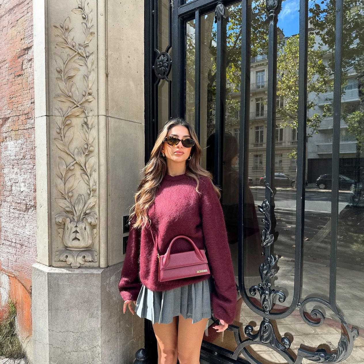 Women's Burgundy Oversized Crew Neck Long Sleeve Sweater-77830-ff7c1dd8-8f94-4019-9bae-77b2ccb6a449
