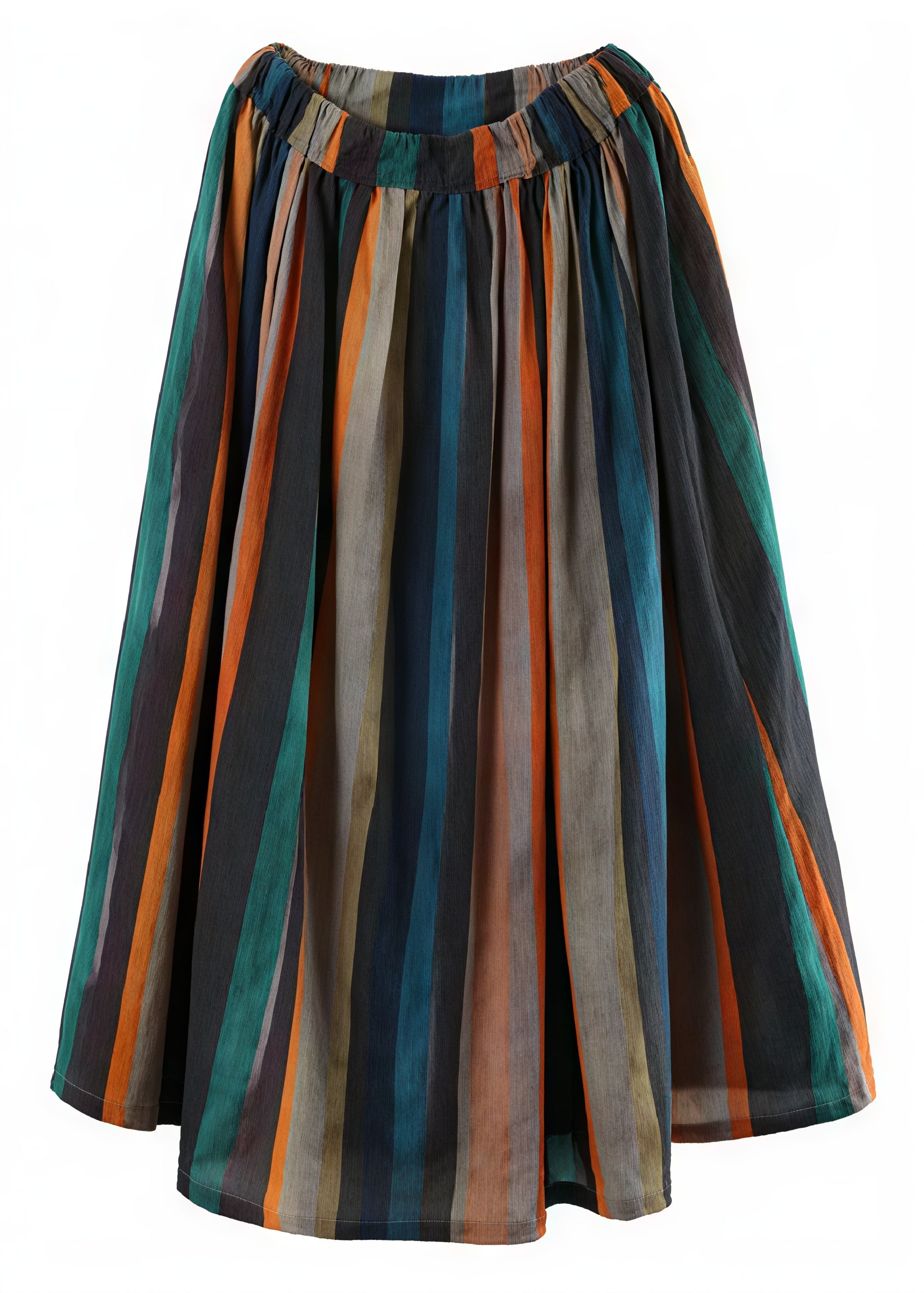 Women's Knee-Length Skirt – Multicolor Vertical Striped A-Line, Bohemian Style-83099-cbcfd71e-af65-443d-8551-d1976ae3944e