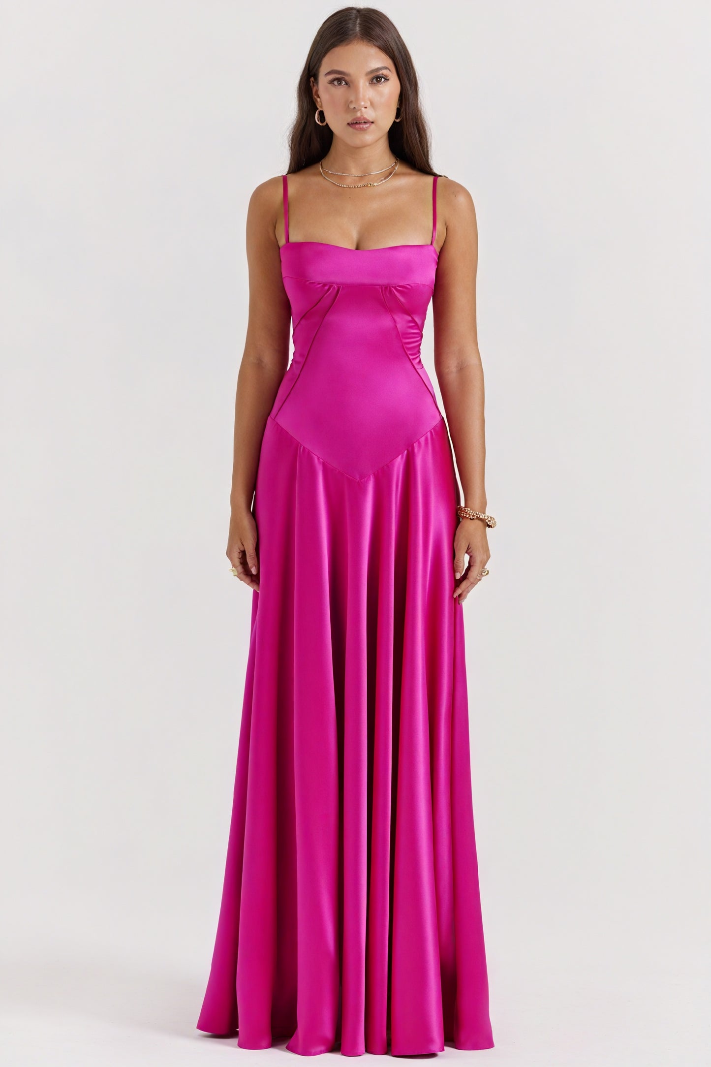 Women's A-Line Maxi Dress – Spaghetti Straps, Satin, Lace, Elegant, Sydney Wardrobe-83173-ed9b37f1-9efe-4ec5-afef-1d360440bbd9