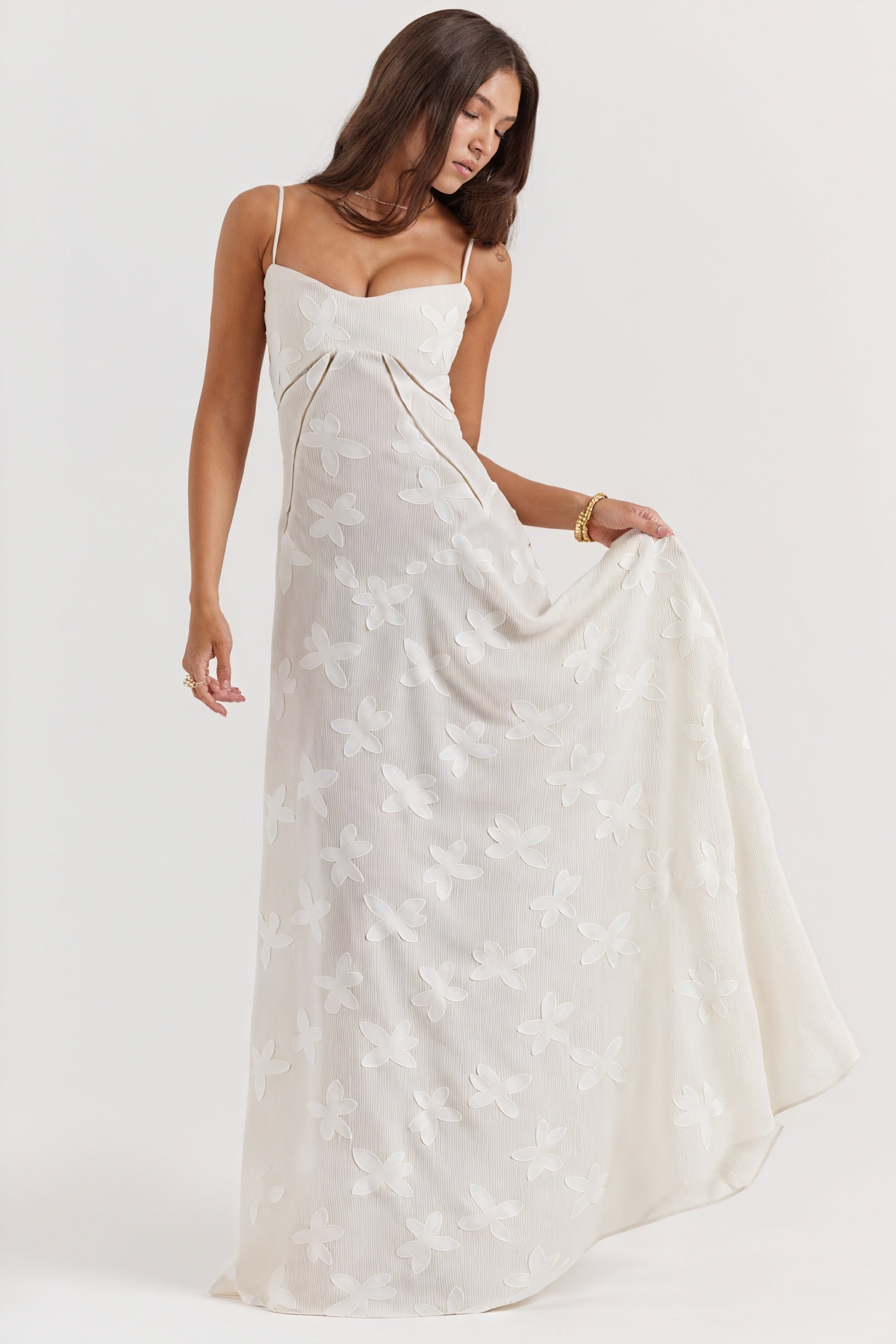 Women's A-Line Maxi Dress – Spaghetti Straps, Satin, Lace, Elegant, Sydney Wardrobe-83173-362d717d-bb06-484f-8c50-f40c88ed6015