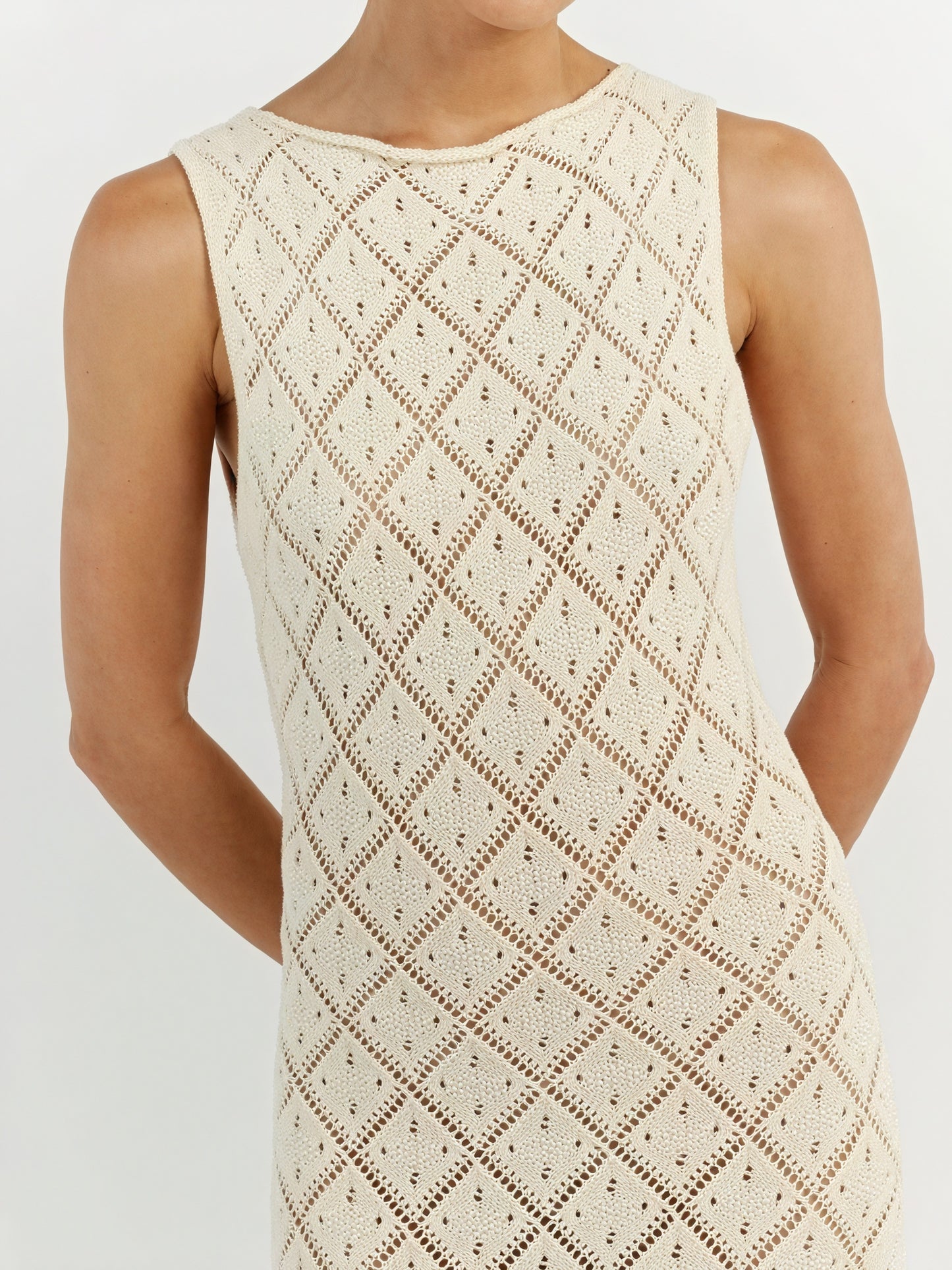 Women's Maxi Dress – Sleeveless Open Knit, Breathable Knit-83712-cdf48d5b-77b5-4035-8e36-45266b86153b