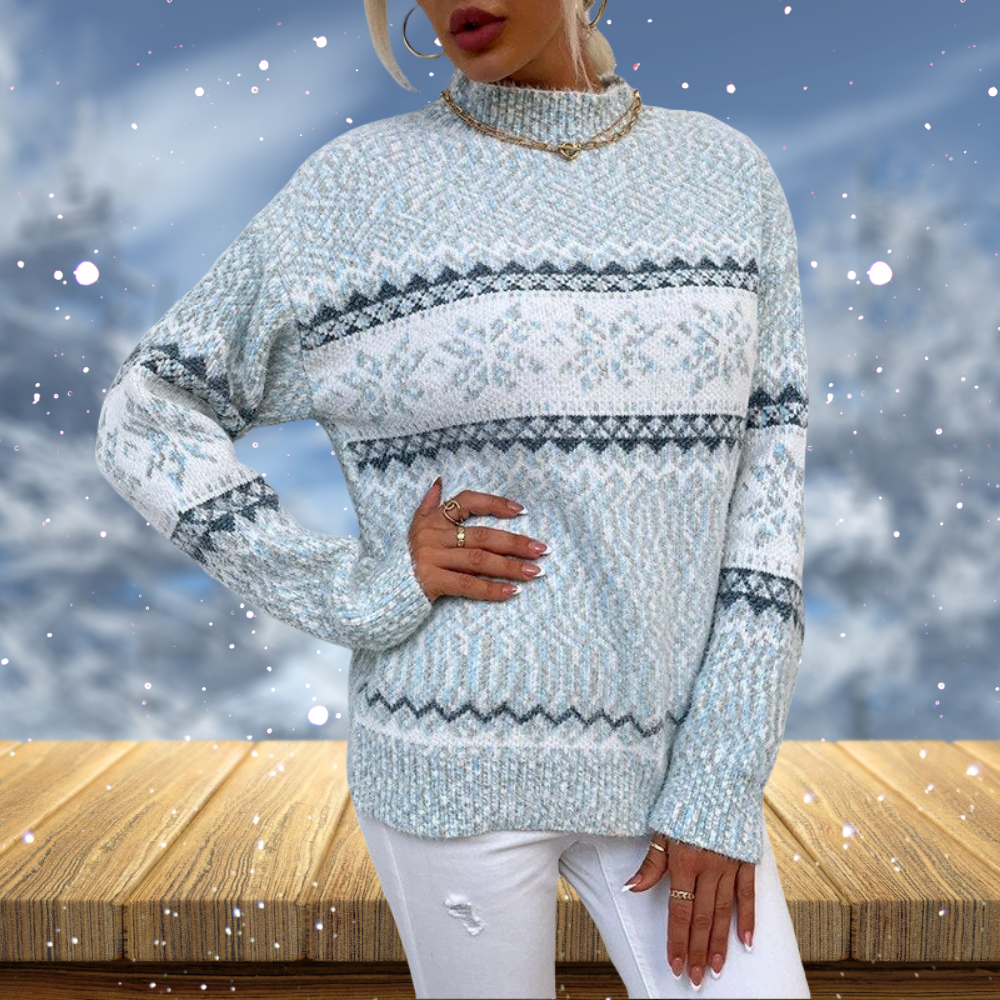 Women's Knitted Fair Isle Crew Neck Sweater – Classic Winter Style-53432-31f91806-e992-420a-a606-6021d8d9d783