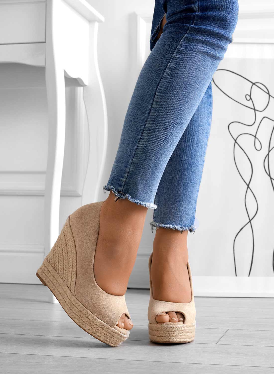 Women's Black Open-Toe Wedge Sandals with Rope Platform Sole-83368-a596fcac-d86e-4733-82e5-6cda26bb0a81