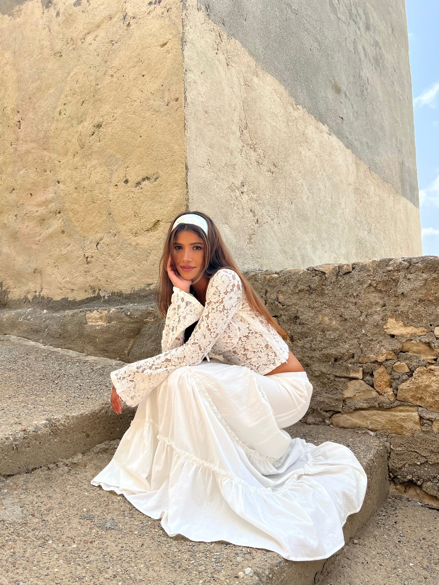 Women's White Lace Top – Square Neckline, Flared Sleeves, Bohemian Style, Sydney Wardrobe-81554-b6890f30-6c26-4939-962a-ad6ca423d6f2