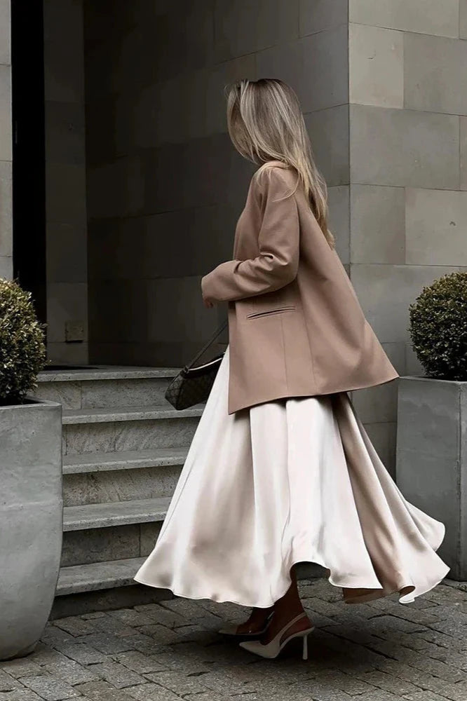Women's Champagne Silk Satin Maxi Skirt – High-Waisted, Floor-Length, Elegant-80442-db33914b-89d5-4bdb-b406-c5220132077a
