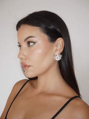 Women's Stud Earrings – Rose Design, Polished Gold Metal, Elegant Style-77144-017c8625-ee40-4e8a-ba82-5f51f0945498