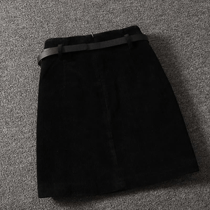 Women's Brown Corduroy A-Line Skirt – High Waist, Belted, Knee-Length-67685-036064c5-8c9a-4737-ac54-90890439a117