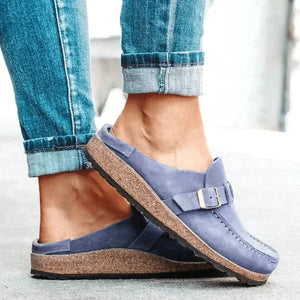 Women's Clogs – Suede Upper, Cork Sole, Adjustable Buckle, Slip-On, Casual Style-83205-03fd8274-3543-4567-b7f9-db1bc7451236