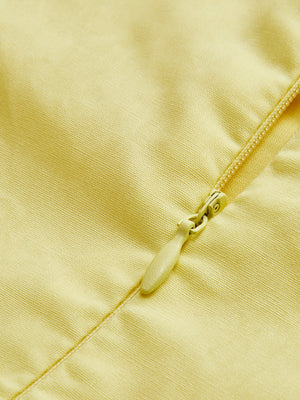 Women's Yellow Strapless Dress – Ruffled Neckline, A-Line, Side Slit-77076-043662bd-e58d-46cb-957c-19783ddf57d4