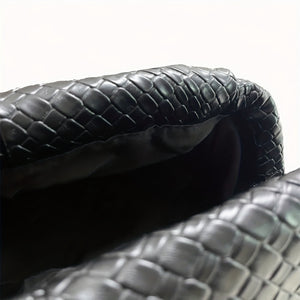 Women's Woven Cloud Clutch Handbag – Voluminous Burgundy Black-55376-56630473032003