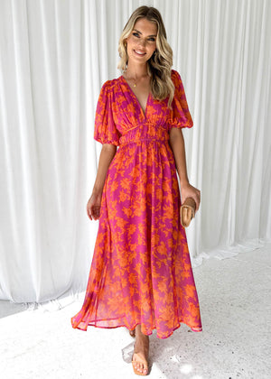 Women's Floral Maxi Dress – V-Neck, Short Sleeve, Flowy Silhouette, Sydney Wardrobe-83294-145d9504-40a9-49bc-ab2f-fa682d15845c