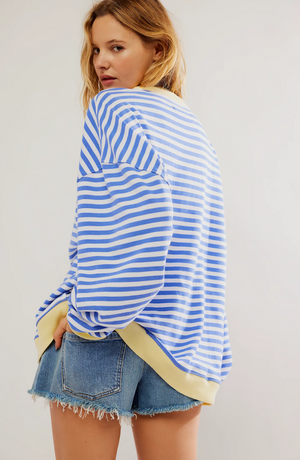 Women's Striped Knit Sweatshirt - Oversized, Long Sleeve, Contrast Trim-81356-17213c46-9286-4cb0-931c-88e0a5503f55