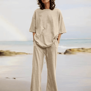 Women's Aqua Blue Two-Piece Activewear Set – Relaxed Fit, Wide-Leg Pants, Cotton Blend-67666-1d335ff6-9446-491c-b84f-fedd0f8a17fc