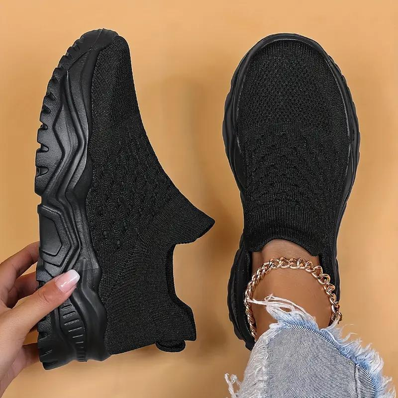 Women's Slip-On Sneakers – Breathable Knit, Chunky Sole, Athleisure Style-82673-23507030-048b-41ef-89a5-1e64e4b156ad