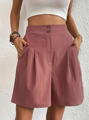Women's Shorts – High-Waisted, Pleated Front, Functional Pockets, Versatile Style-82558-253c3e4a-40a9-40eb-ba92-a5806ab7a510