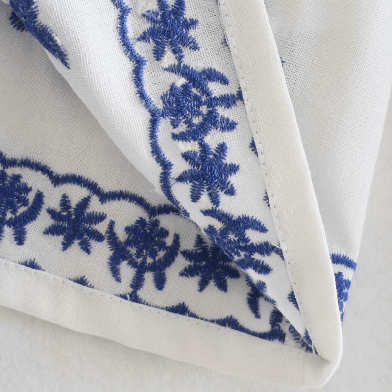 Women's White Cotton Jacket – Blue Embroidered Floral, Relaxed Fit, Flared Sleeves, Bohemian Style-67638-26b9fe40-96c5-488b-b4e9-1b208fcd293f