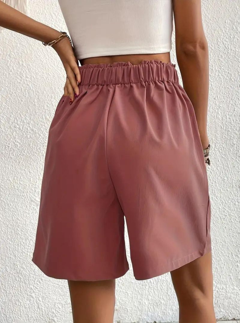 Women's Shorts – High-Waisted, Pleated Front, Functional Pockets, Versatile Style-82558-26fbb20f-9aa7-4ac1-af69-190268f7147e