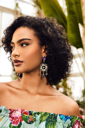 Women's Dangle Earrings – Sunburst Colorful Gemstone Gold Tone Statement-80800-2a3b935e-aef5-4b9c-a67b-75250939dc67