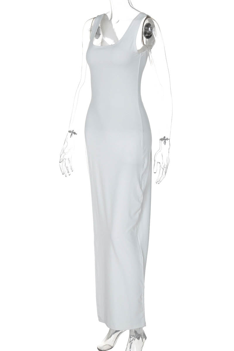 Women's Sleeveless Slit Top – Asymmetrical Hem, Fitted, Black, Red, White-81088-2bba1adf-7a52-40ea-9cf0-beb708c7778b