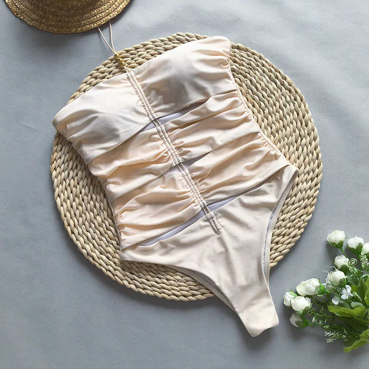 Women's One-Piece Swimsuit – Strapless, High-Cut, Cut-Out Design-83762-31fce541-64d2-4112-a432-f6c70e669bca