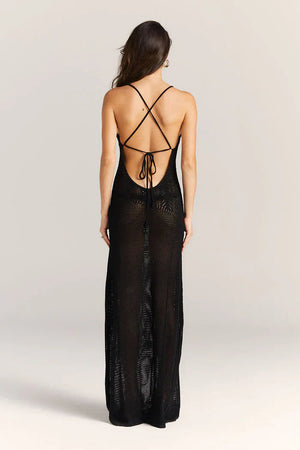 Women's Knit Maxi Dress – Floral Cutout, Spaghetti Strap-83282-33934ffd-793c-4c34-a109-774abf7bb620