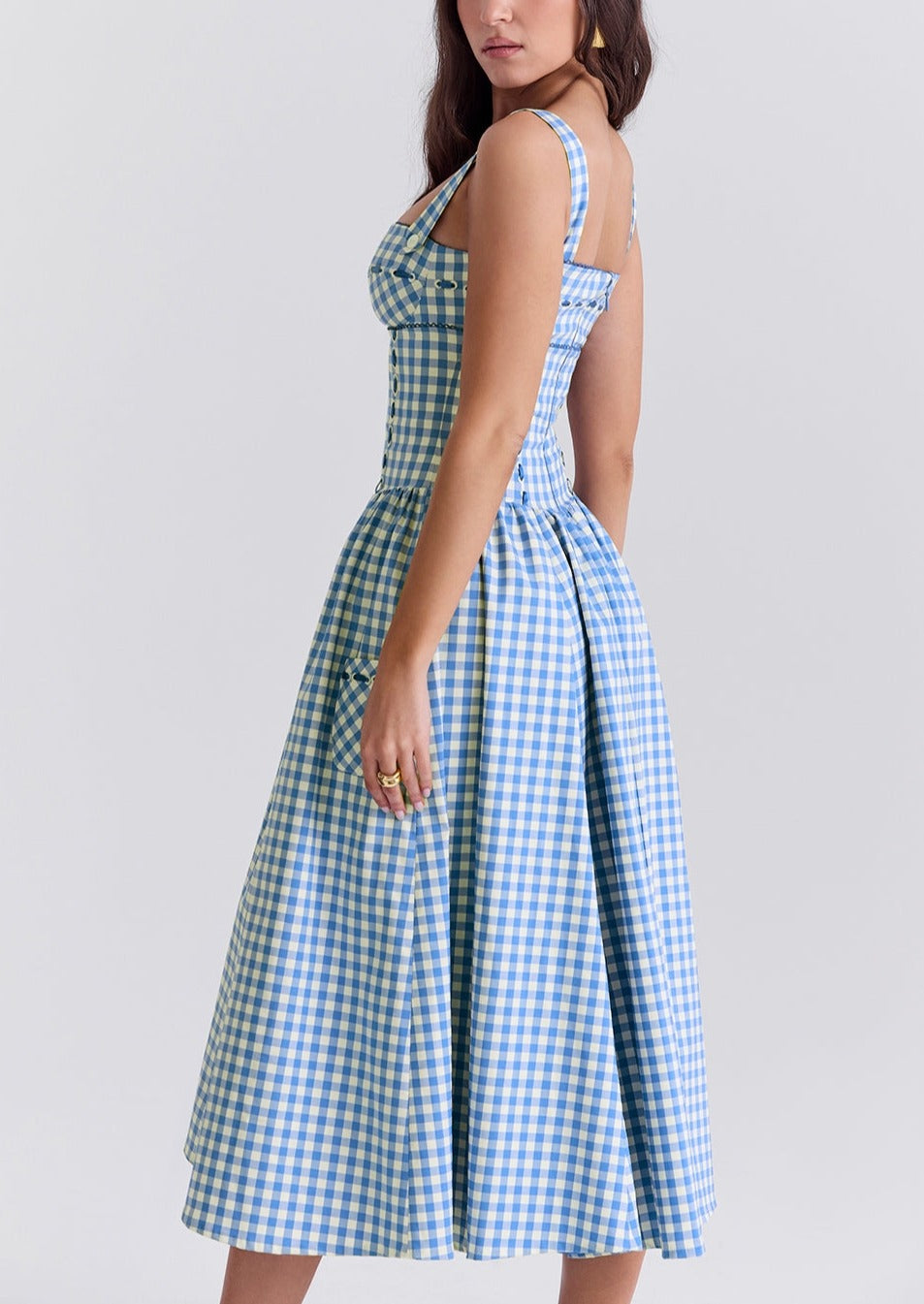 Women's Gingham Dress – Square Neck, Button Front, Classic Summer Style-83592-408ad8e2-d51b-4e59-9988-dc96a80d2de5