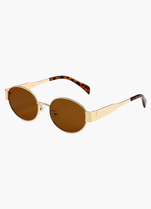 Women's Oval Sunglasses – Gold Metal Frame, Tortoiseshell Arms, UV Protection-77165-408d9df3-8a50-4f11-b93b-cd512b7e0565