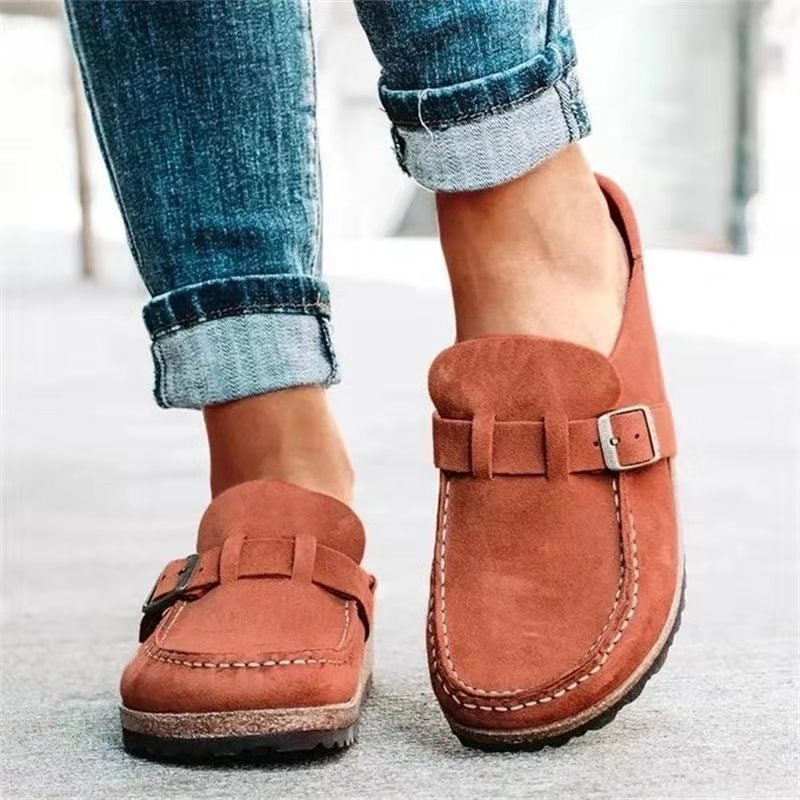 Women's Clogs – Suede Upper, Cork Sole, Adjustable Buckle, Slip-On, Casual Style-83205-4770e012-c922-40a1-9227-8e6804c36e02