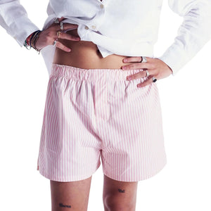 Women's Cotton Striped Lounge Shorts with Elastic Waistband-81738-484f5b56-4de6-4347-bc7c-755aebd04c7e