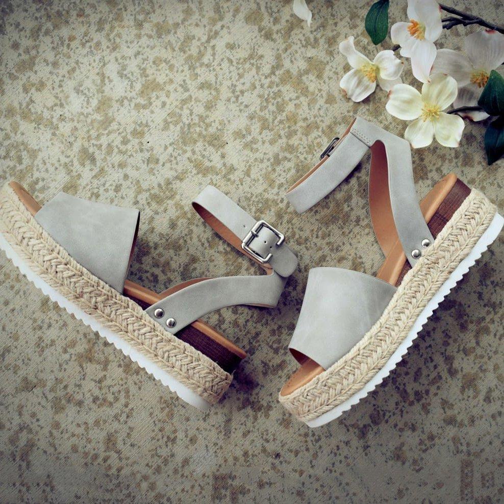 Women's Platform Sandals – Woven Jute Sole, Adjustable Ankle Strap, Open Toe-82622-4c699f4b-1ec5-4371-a846-e0bda83c341a