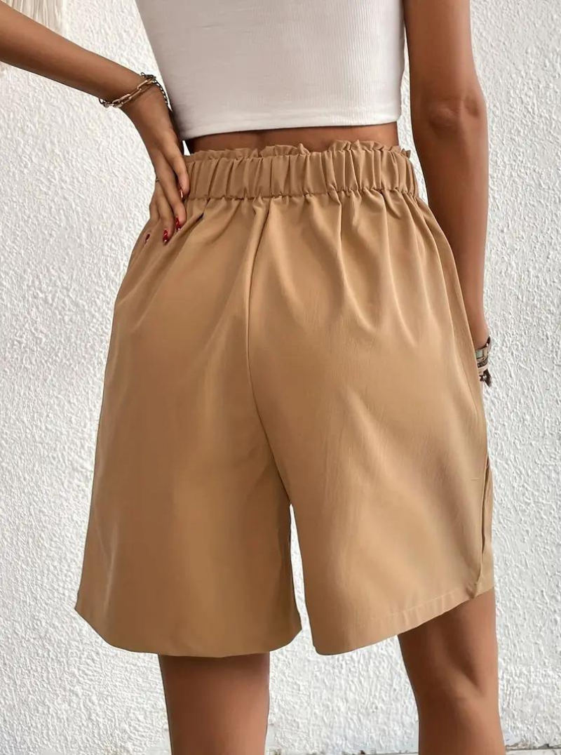Women's Shorts – High-Waisted, Pleated Front, Functional Pockets, Versatile Style-82558-4c8d47a7-5aac-4af1-bfc3-cb58826d274b