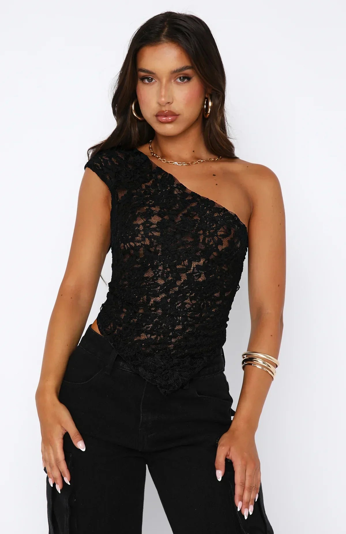 Women's Asymmetrical One-Shoulder Lace Midi Dress, Elegant Cocktail Style-83517-4d714c71-49b7-440b-a80c-f31e0f9c0def