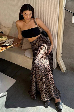Women's Beige Leopard Print Maxi Skirt – Flowing Lightweight Silhouette-80313-4ef158b1-24d8-40cd-b41d-d6e73c11c7fa