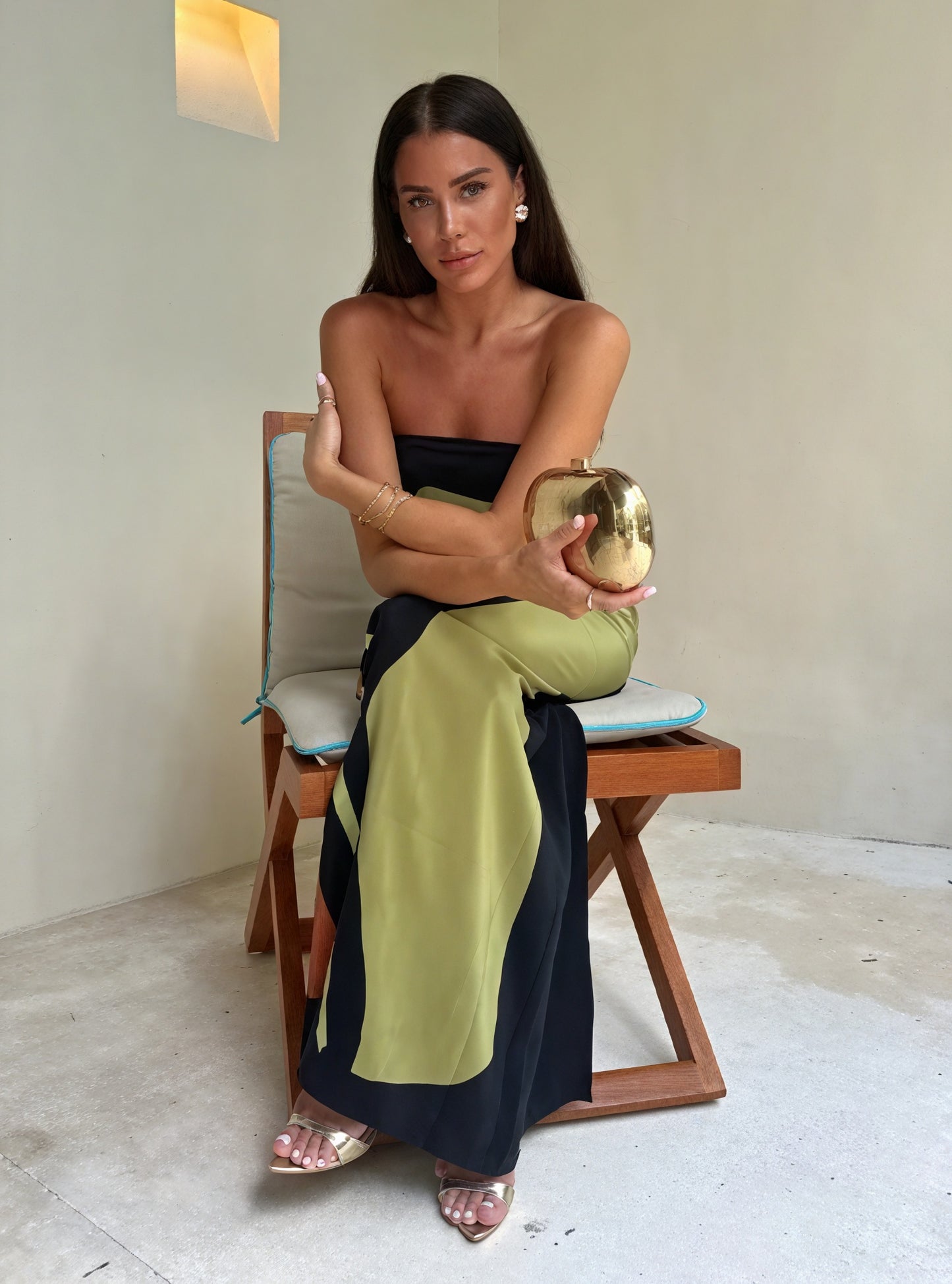 Women's Strapless Maxi Dress – Abstract Print, Multi-Color, Elegant Flowing-53168-a8740d0f-ce57-4e6a-beb4-9983c71bbb46