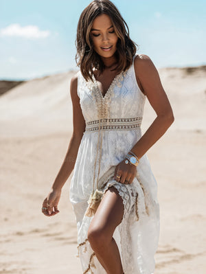 Women's White Lace Midi Dress – V-Neck, Asymmetrical Hem, Bohemian Style-53179-87eddb03-2825-44d6-b6ed-8f78cac260eb