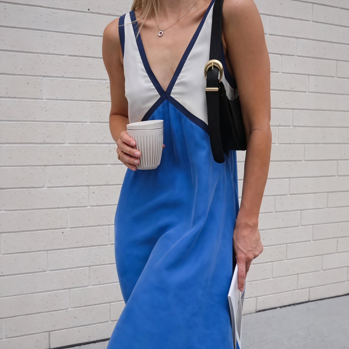 Women's Sleeveless Color-Blocked Maxi Midi Dress – V-Neck, Velvet Silk Blend, Blue Green-53186-7a27e0c8-dc3d-41c4-a5cb-fe8d0e399afb