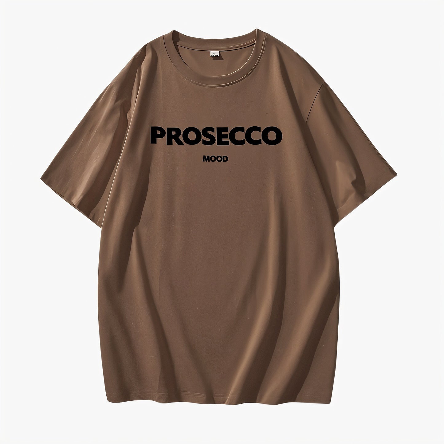 Women's T-Shirt – 'PROSECCO MOOD' Graphic, Crew Neck, Cotton Blend, Relaxed Fit-53203-6a077e74-f316-44e4-9954-6edbae35ad88