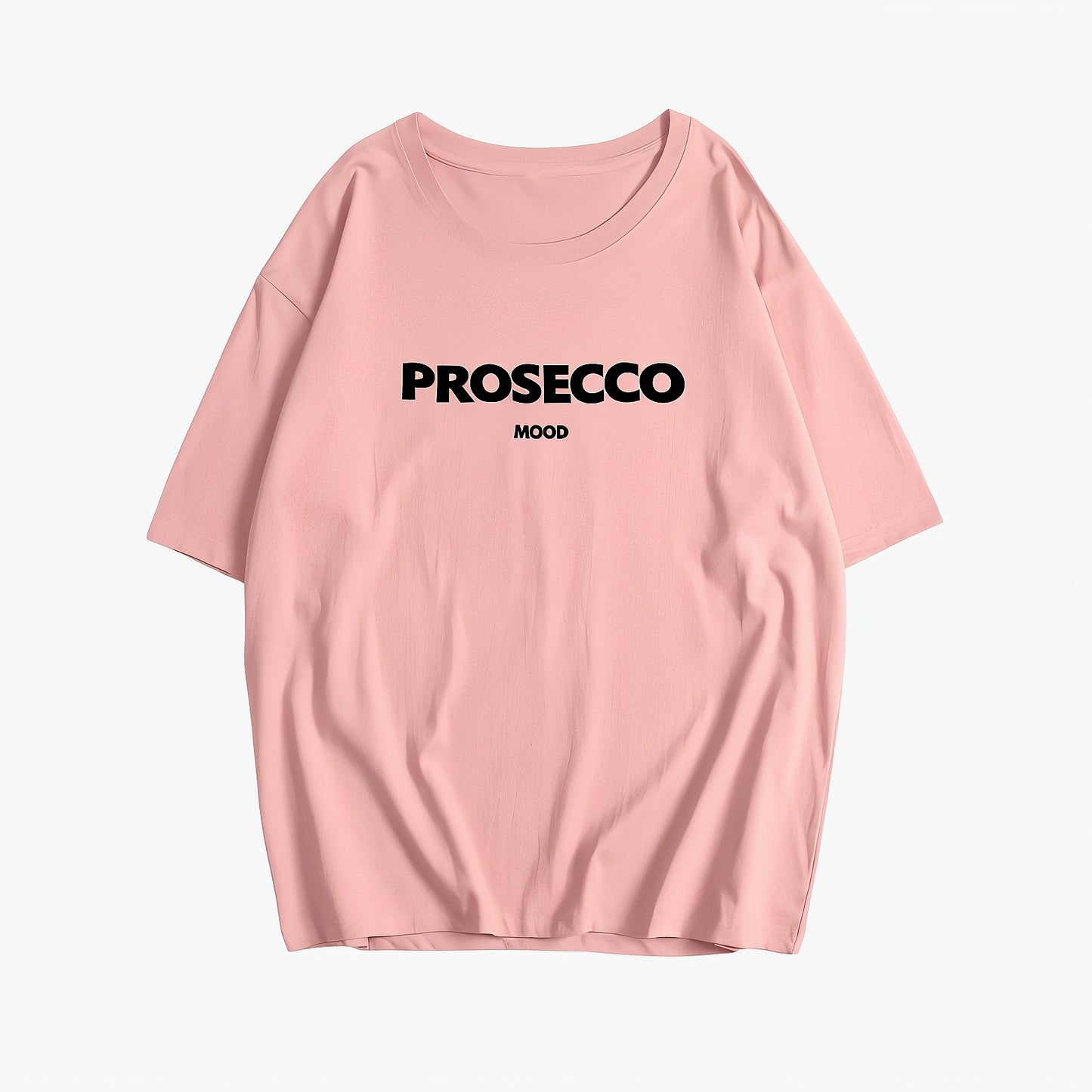 Women's T-Shirt – 'PROSECCO MOOD' Graphic, Crew Neck, Cotton Blend, Relaxed Fit-53203-4dfe3f17-1893-44c2-bef9-208f9c1acdd7