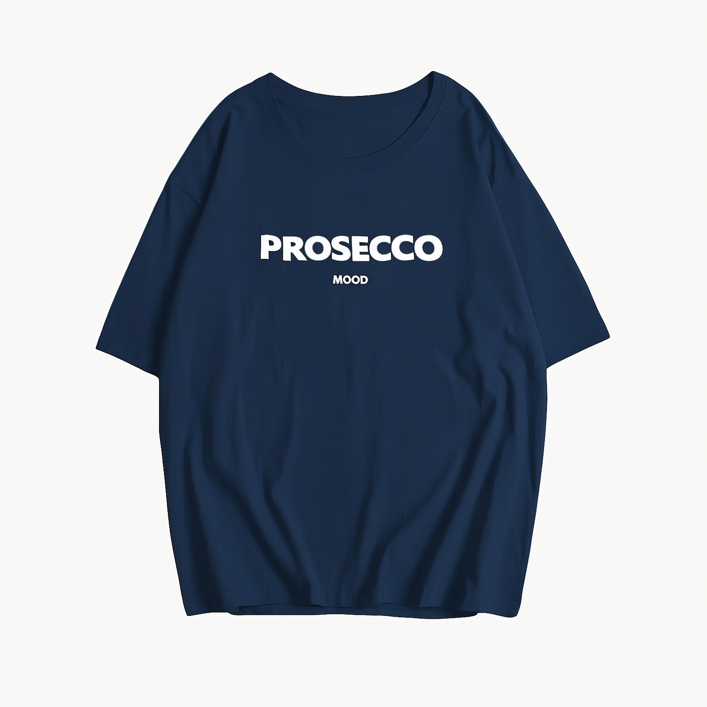 Women's T-Shirt – 'PROSECCO MOOD' Graphic, Crew Neck, Cotton Blend, Relaxed Fit-53203-ce50f113-b867-4da0-bb1a-1278cecfe687