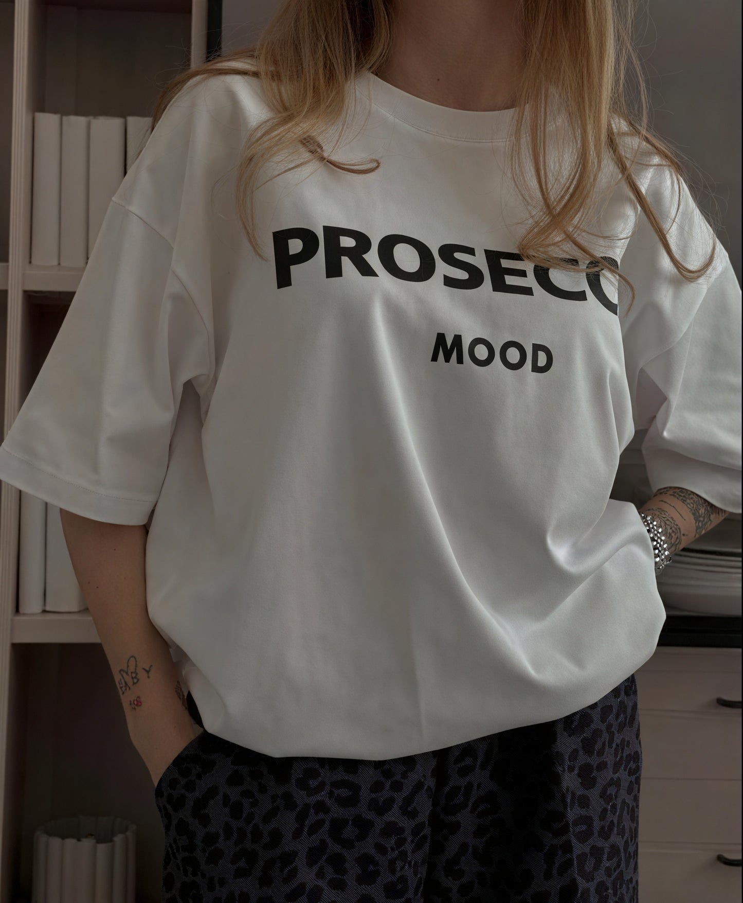 Women's T-Shirt – 'PROSECCO MOOD' Graphic, Crew Neck, Cotton Blend, Relaxed Fit-53203-07208787-9d92-4905-9c21-8a48d0aceb24