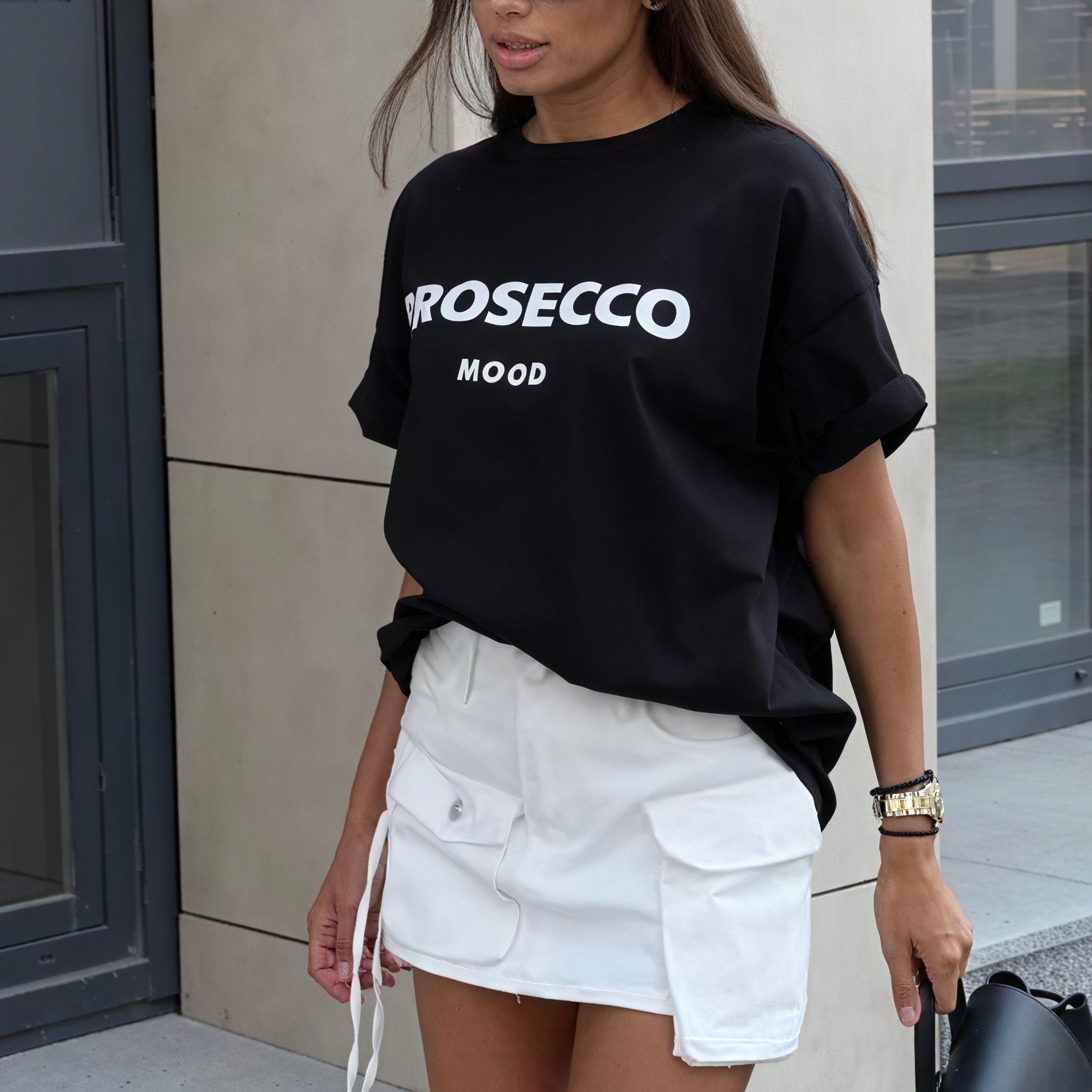 Women's T-Shirt – 'PROSECCO MOOD' Graphic, Crew Neck, Cotton Blend, Relaxed Fit-53203-0ef78405-bf8c-4001-b1bd-3be561424f0a