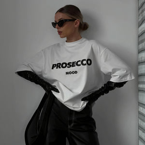 Women's T-Shirt – 'PROSECCO MOOD' Graphic, Crew Neck, Cotton Blend, Relaxed Fit-53203-64de8699-2db3-49f2-a3e3-3c228174c741