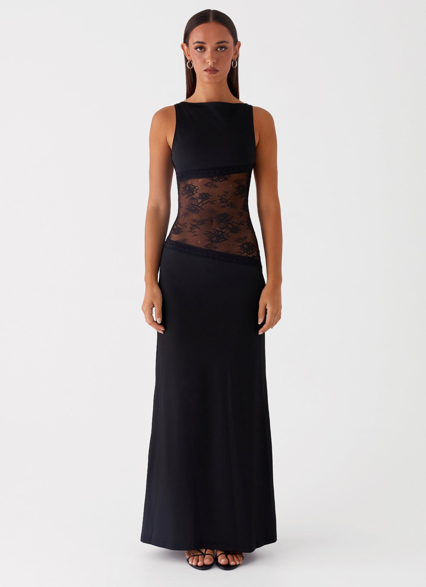 Women's Sleeveless Maxi Dress – Unique Lace Panel, Elegant Evening Wear-83478-5439fa14-bf05-4d37-8575-884740302127