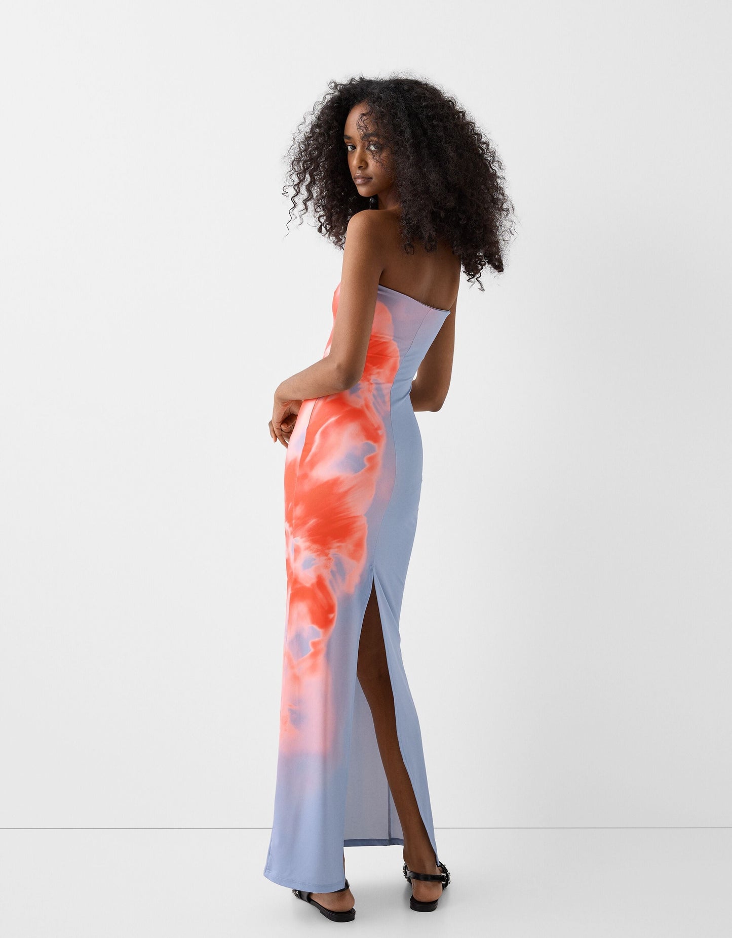 Women's Strapless Bodycon Maxi Dress – Gray Red Gradient Watercolor, Synthetic Blend-77225-560e562f-0e9b-488f-a8fc-e1eb39b81d8d