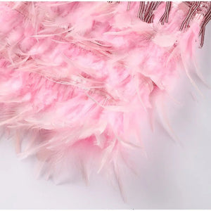 Women's Mini Dress – Fringe Detail Feather Trim Spaghetti Strap-83329-569b8bcf-24c7-4b99-89bd-1ed00d0174b6