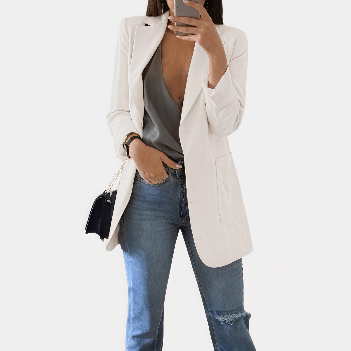 Women's Pink Blazer – Tailored Fit, Single-Button, Notched Lapels, Lightweight Polyester Cotton-60243-eed253a9-2523-4fd0-8888-c220623be272