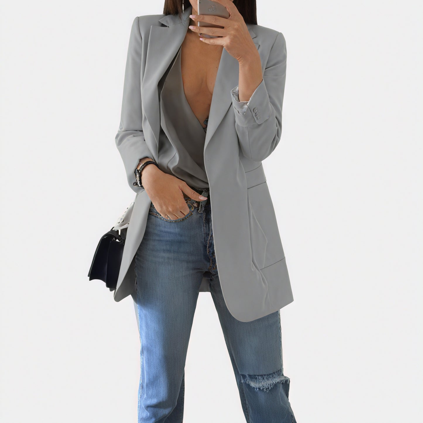 Women's Pink Blazer – Tailored Fit, Single-Button, Notched Lapels, Lightweight Polyester Cotton-60243-1e98a59f-8923-40de-b6d9-8d142b6a7dea